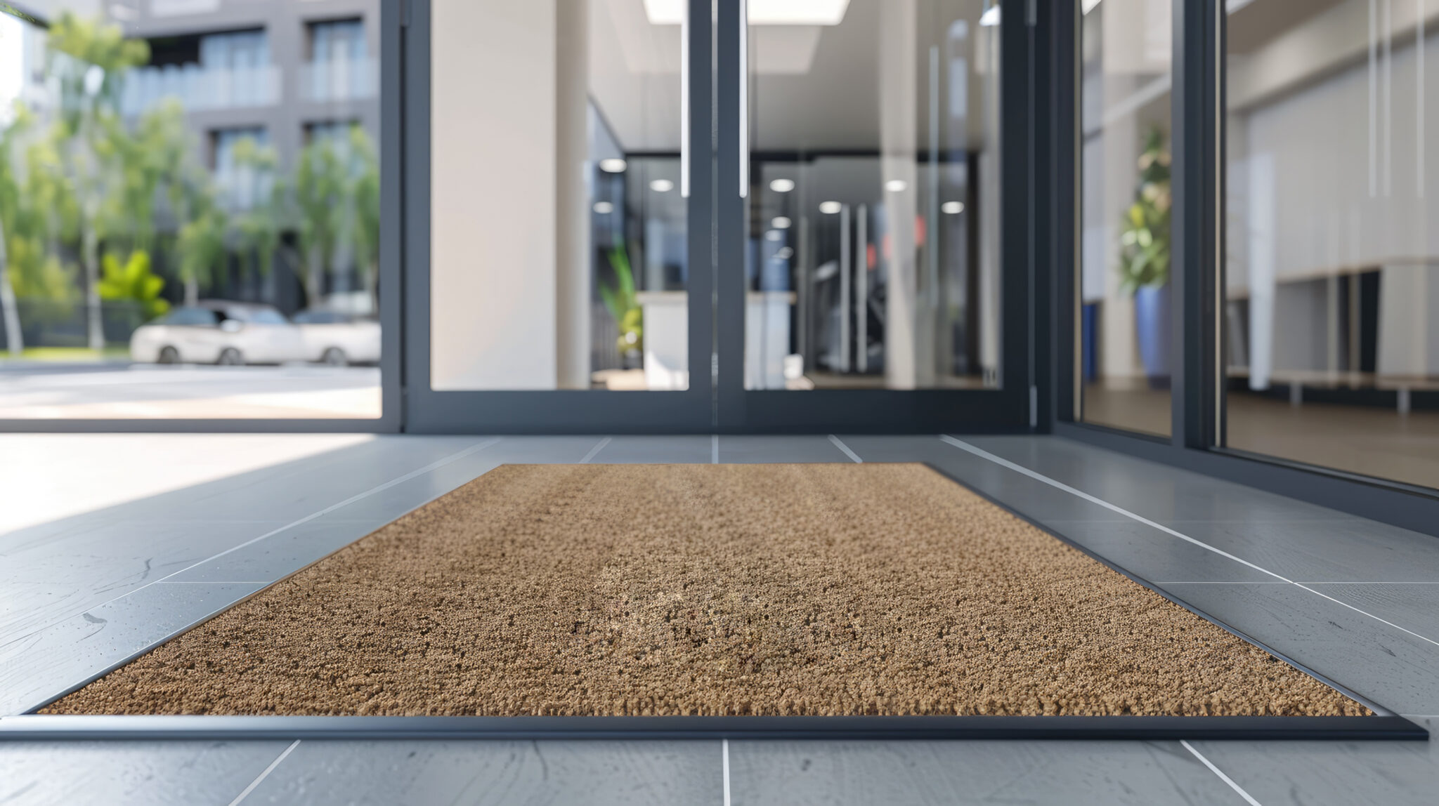 Paillasson à l’entrée d’un bâtiment moderne