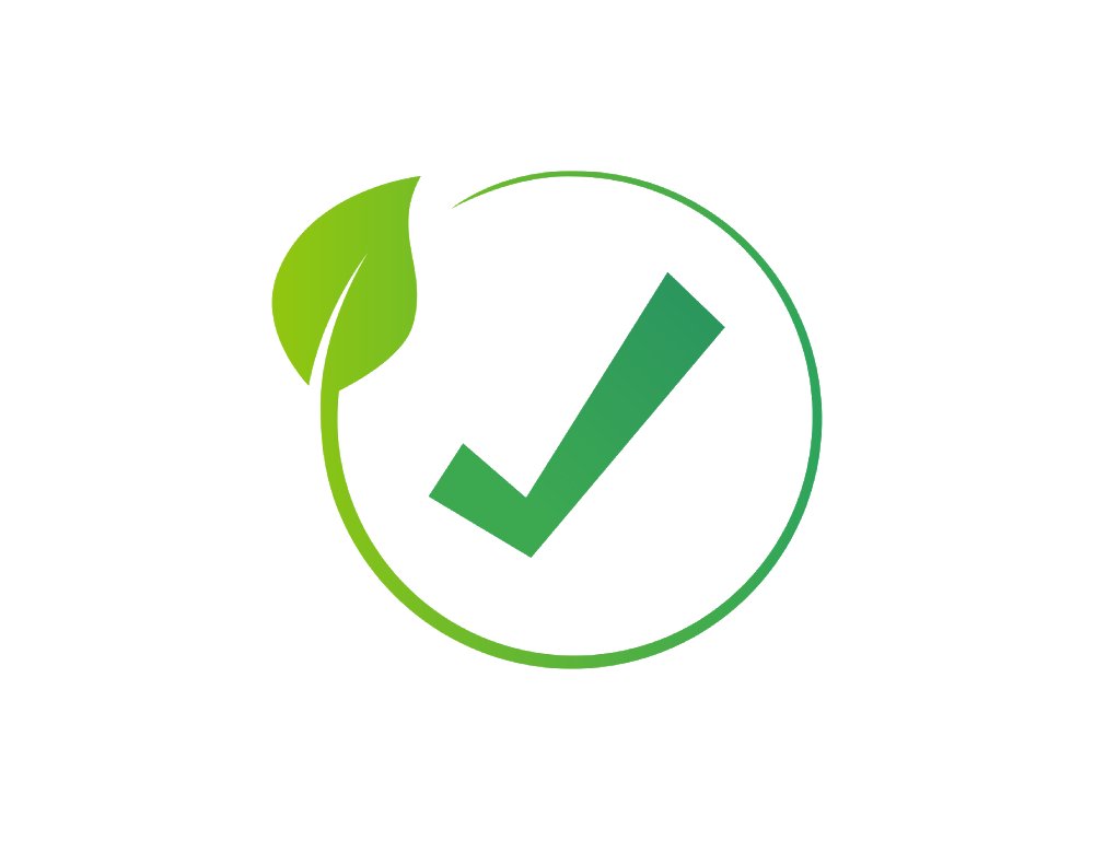 Icône verte écologique avec coche et feuille